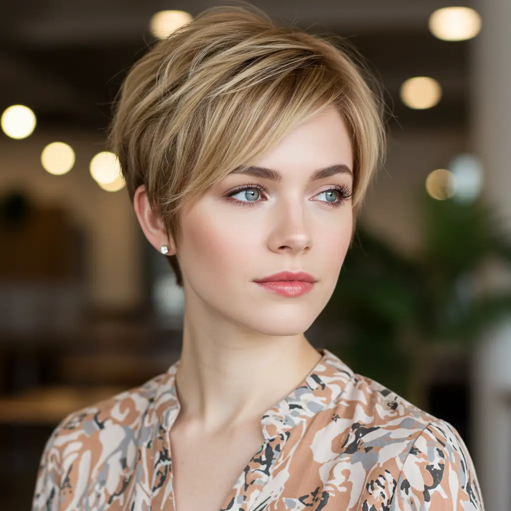 Layered Pixie Cut for Oval Face