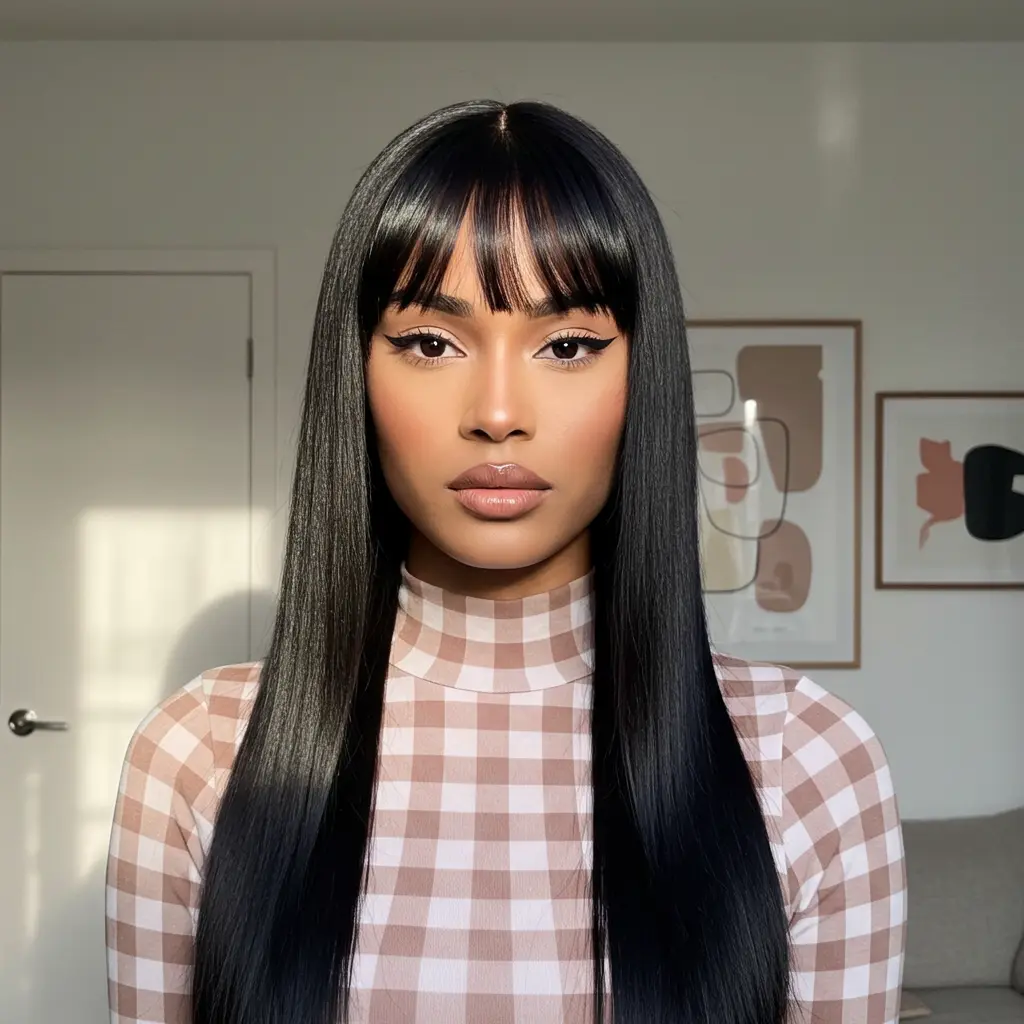 #5 Sleek Straight Hair with Micro Bangs