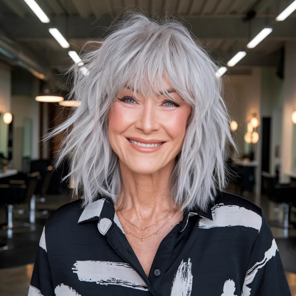 #5 Wolf Cut with Curtain Bangs for a Lightly Edgy Finish