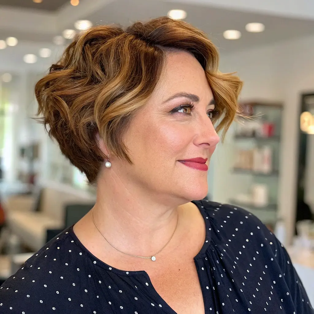 Wavy Pixie Cut For Round Face Plus Size Flattering Shape