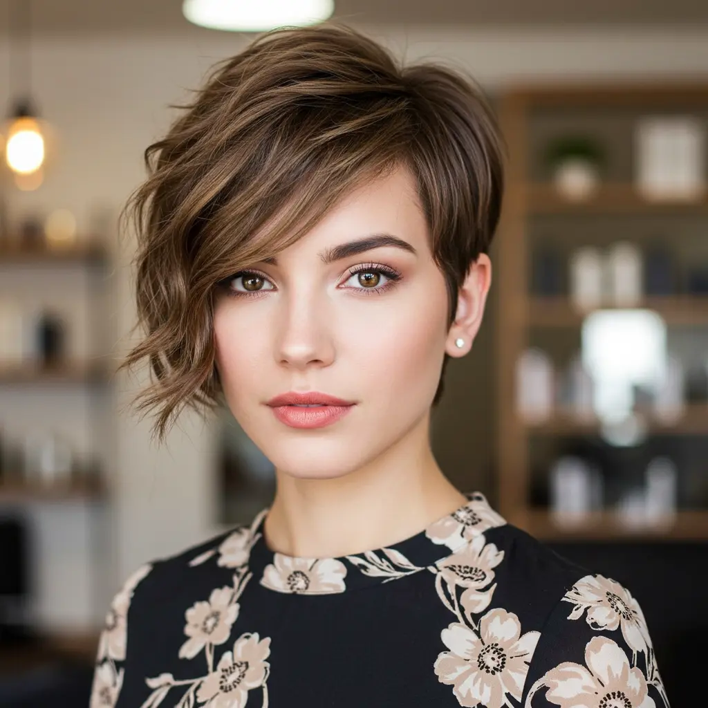 Layered Wavy Pixie Cut