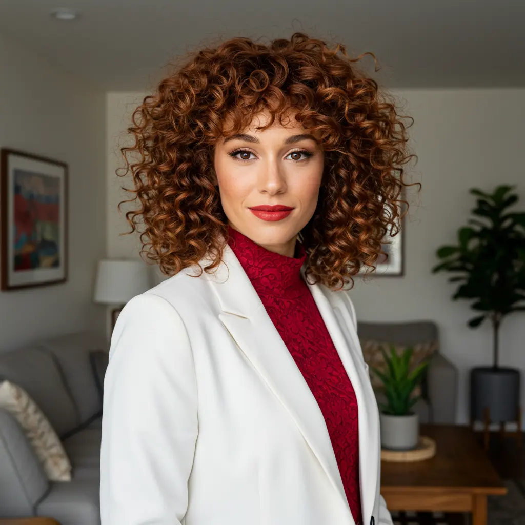 #7 Bouncy Curly Blowout With Blended Bangs