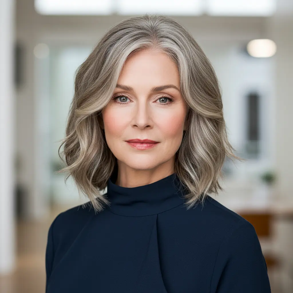 #7 Layered Cut for Brown Hair Going Grey