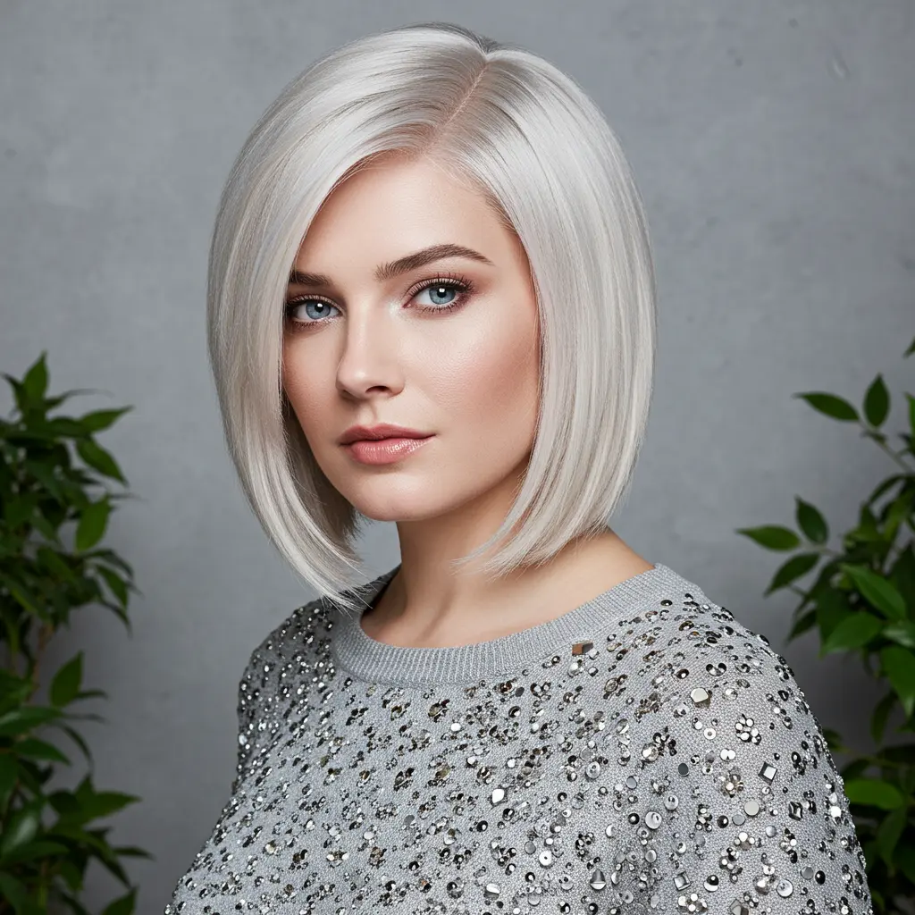 Sleek Platinum Balayage Bob