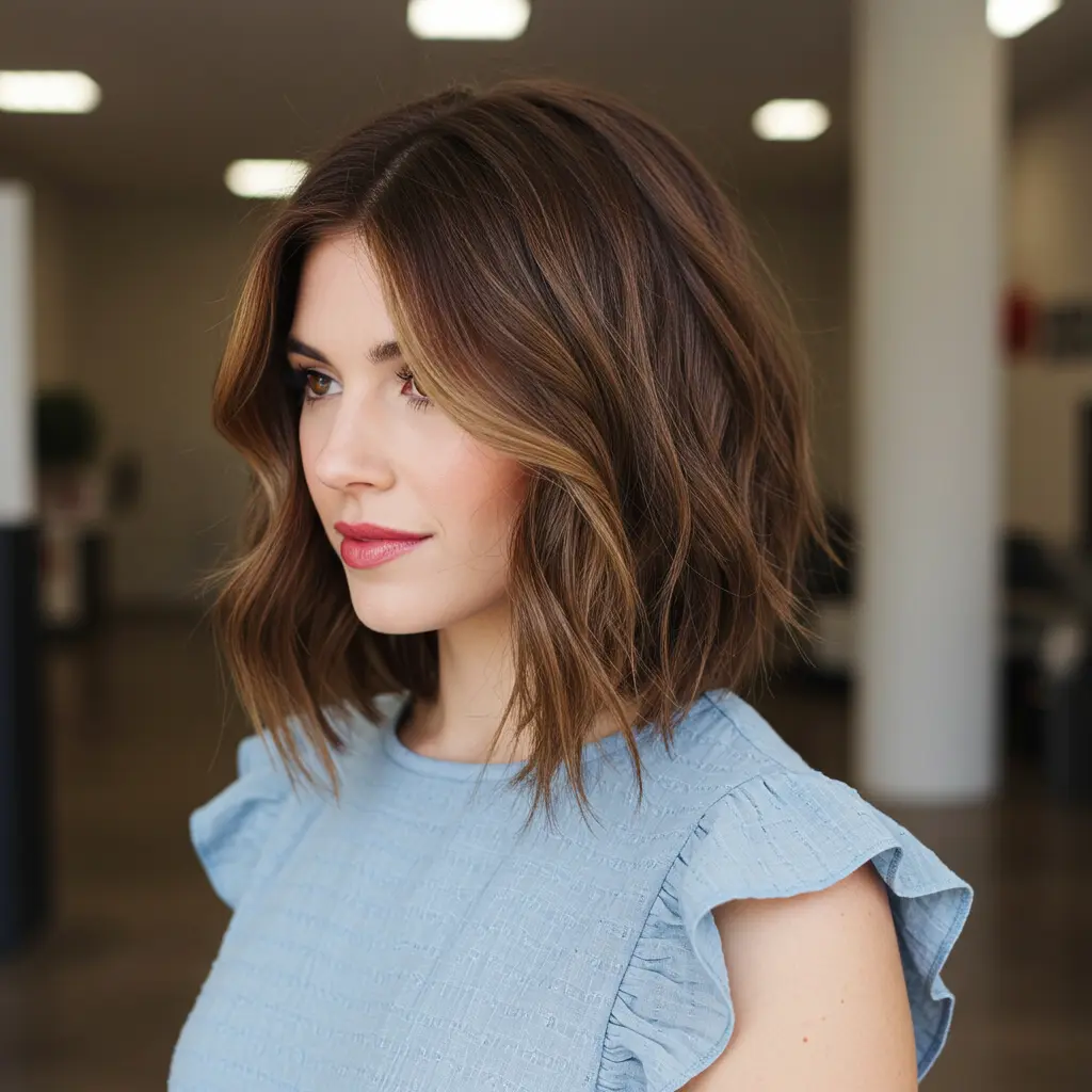 #8 Side Parted Lob with Soft Bangs