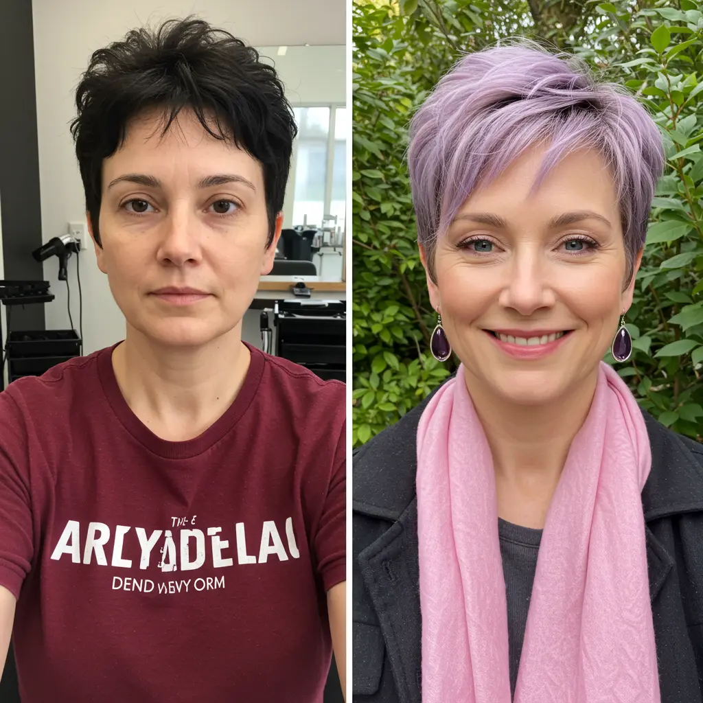 Light Purple Wispy Pixie Cut