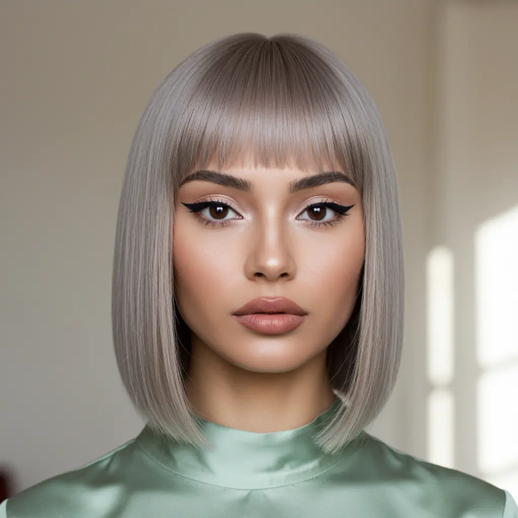 #9 Oval Face Shape with Subtle Micro Bangs