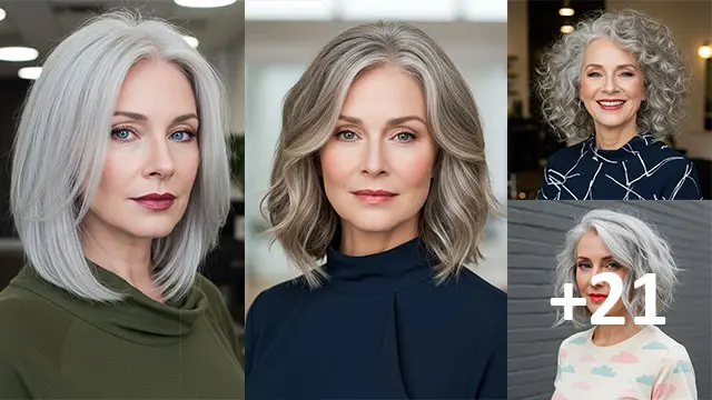 21 Shoulder Length Hair Ideas for Ladies with Grey Hair