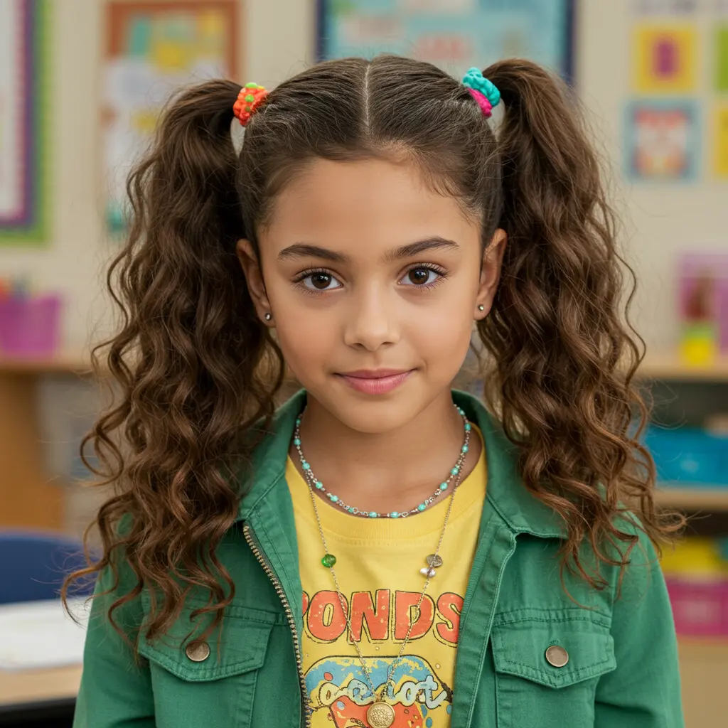 #10 High Pigtail Curls with Hair Ties