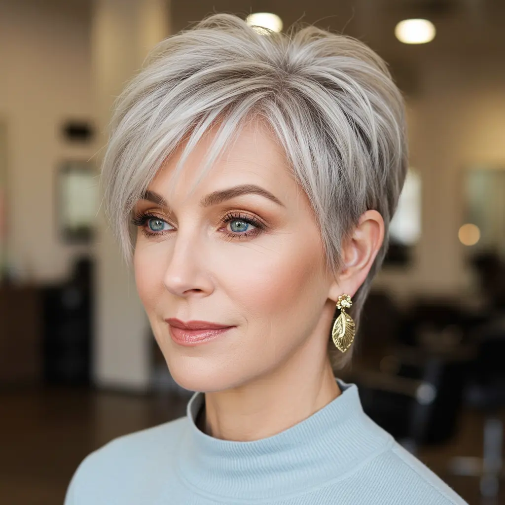 #11 Long Pixie with Side Part for Subtle Layers