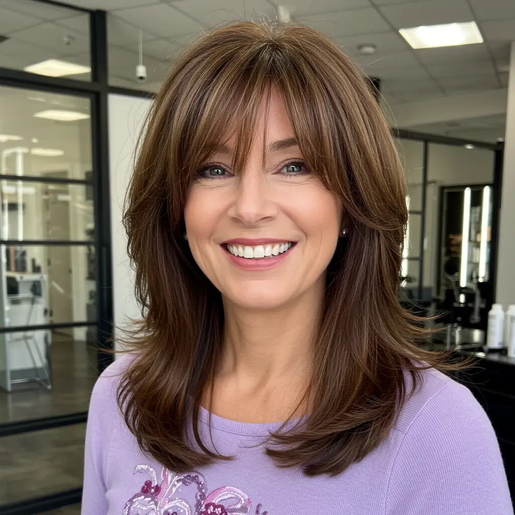 #11 Long Layered Hair With Side Bangs