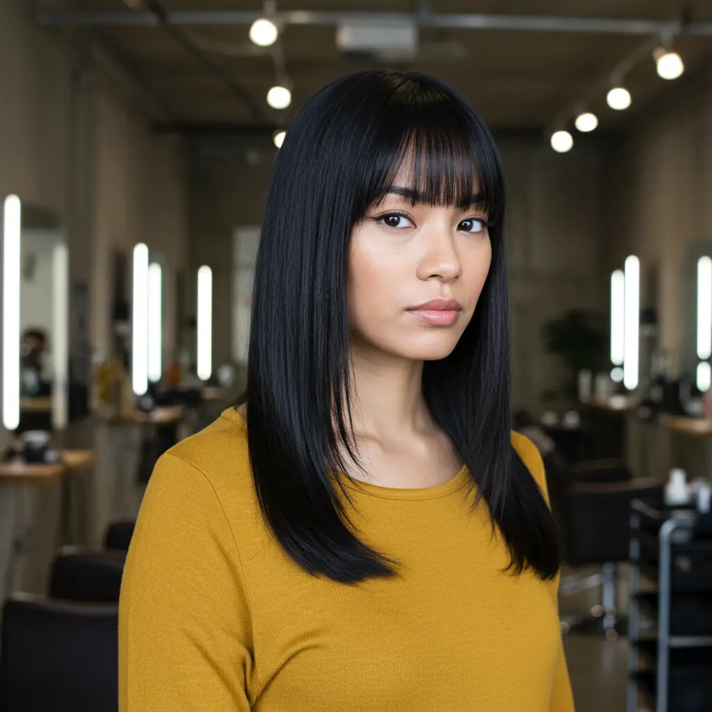 #13 Subtle Curtain Bangs On Sleek Long Hair