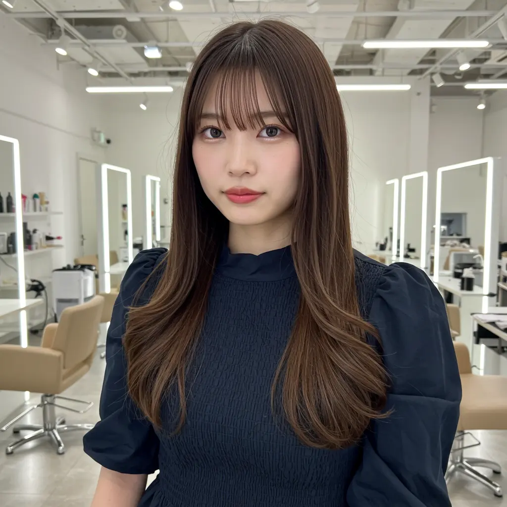 #14 Straight Long Hair With Blended Curtain Bangs