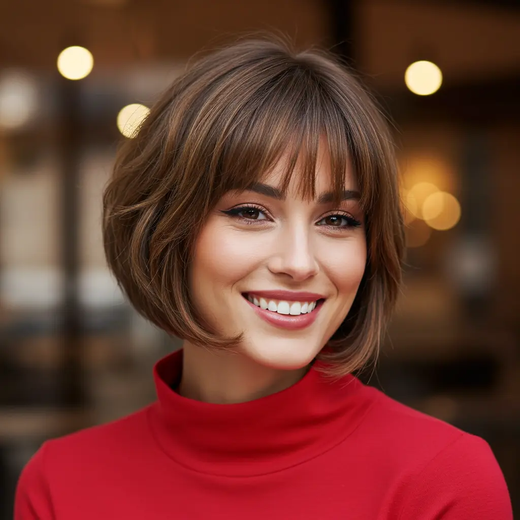 #14 Hazelnut Layered Bob with Swoop Bangs