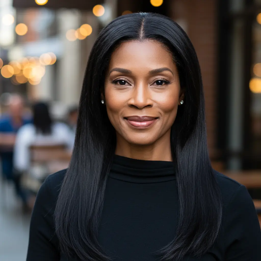 #15 Glossy Jet Black Long Straight Hair