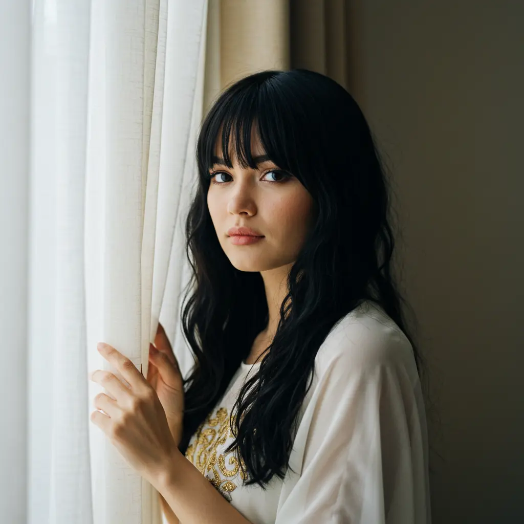 #16 Soft Curtain Bangs On Layered Long Hair