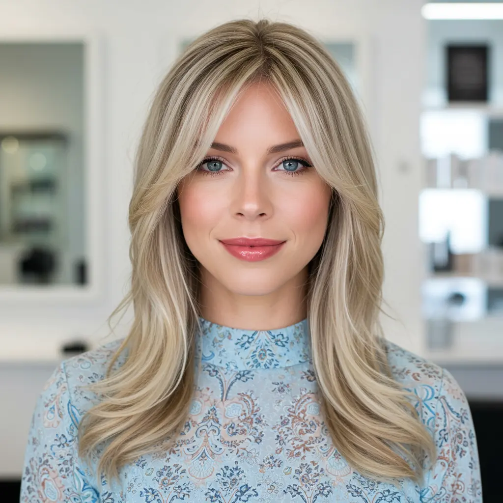 #17 Blonde Layered Hair With Face Framing