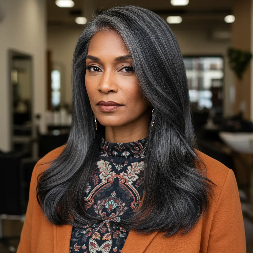 #17 Long Straight Hair with Deep Side Part