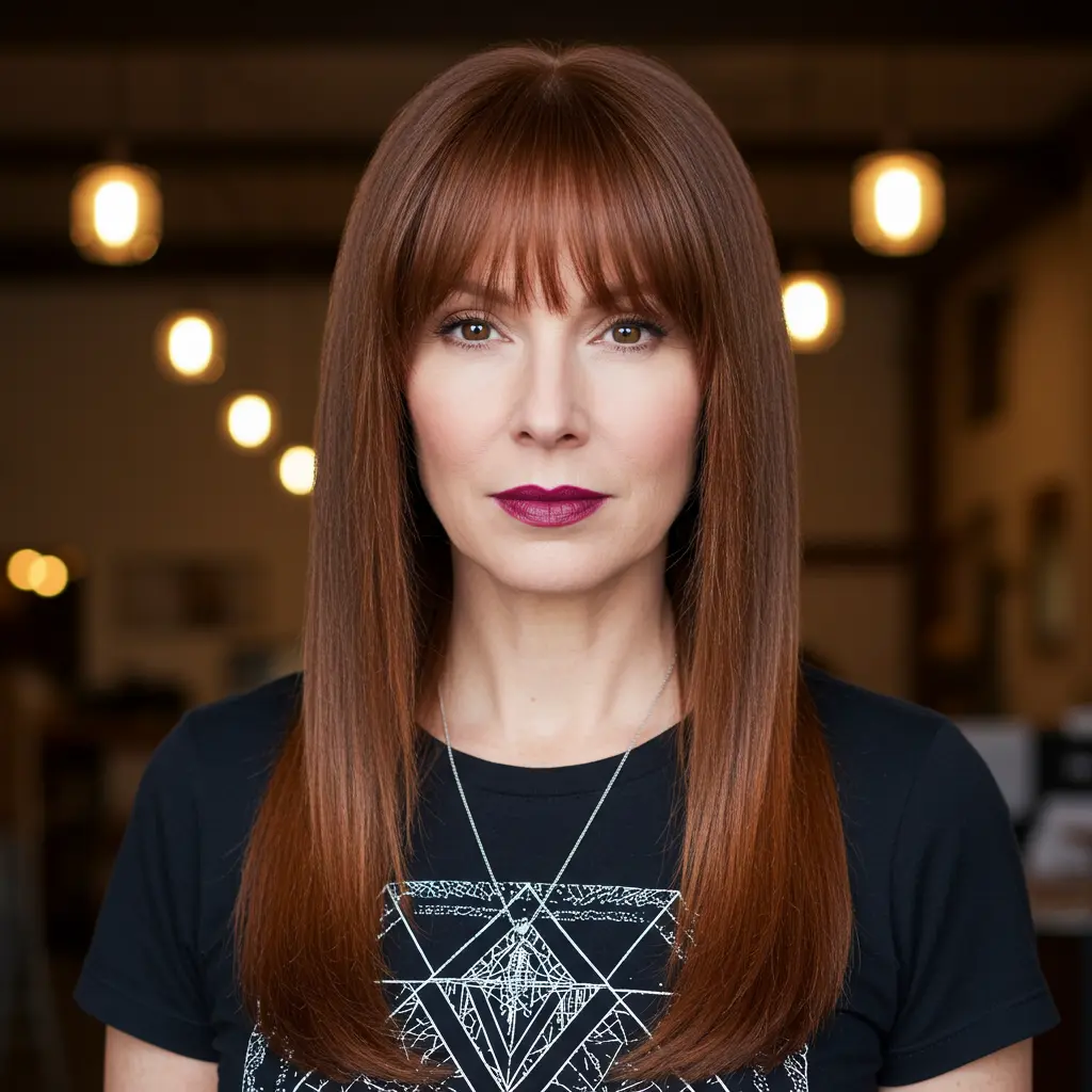 #18 Fringe Bangs With Long Hair