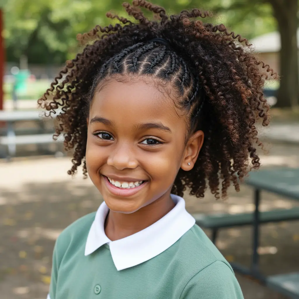 #18 Half-Up Braids on Natural Curls