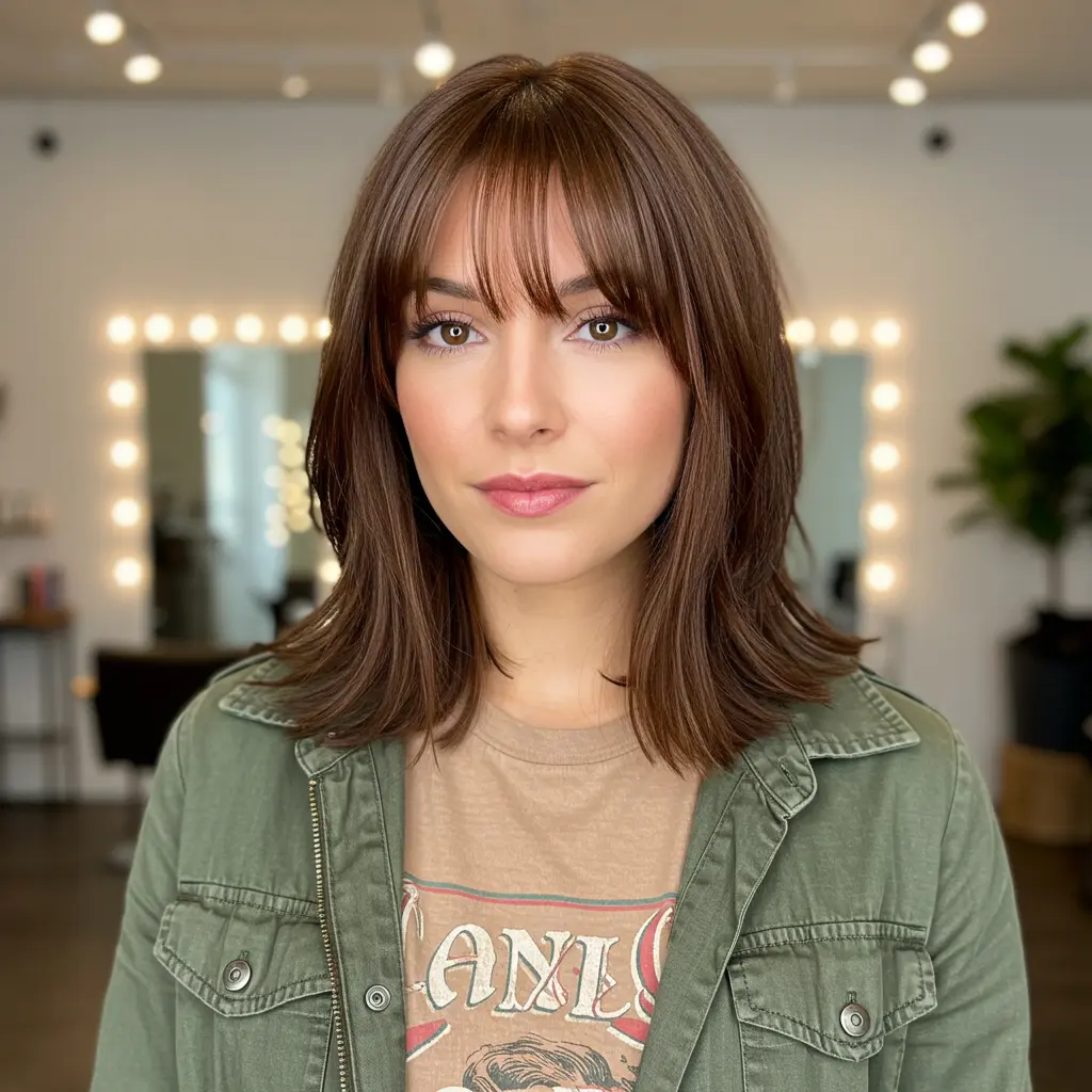 #19 Face Framing Layers with Wispy Curtain Bangs