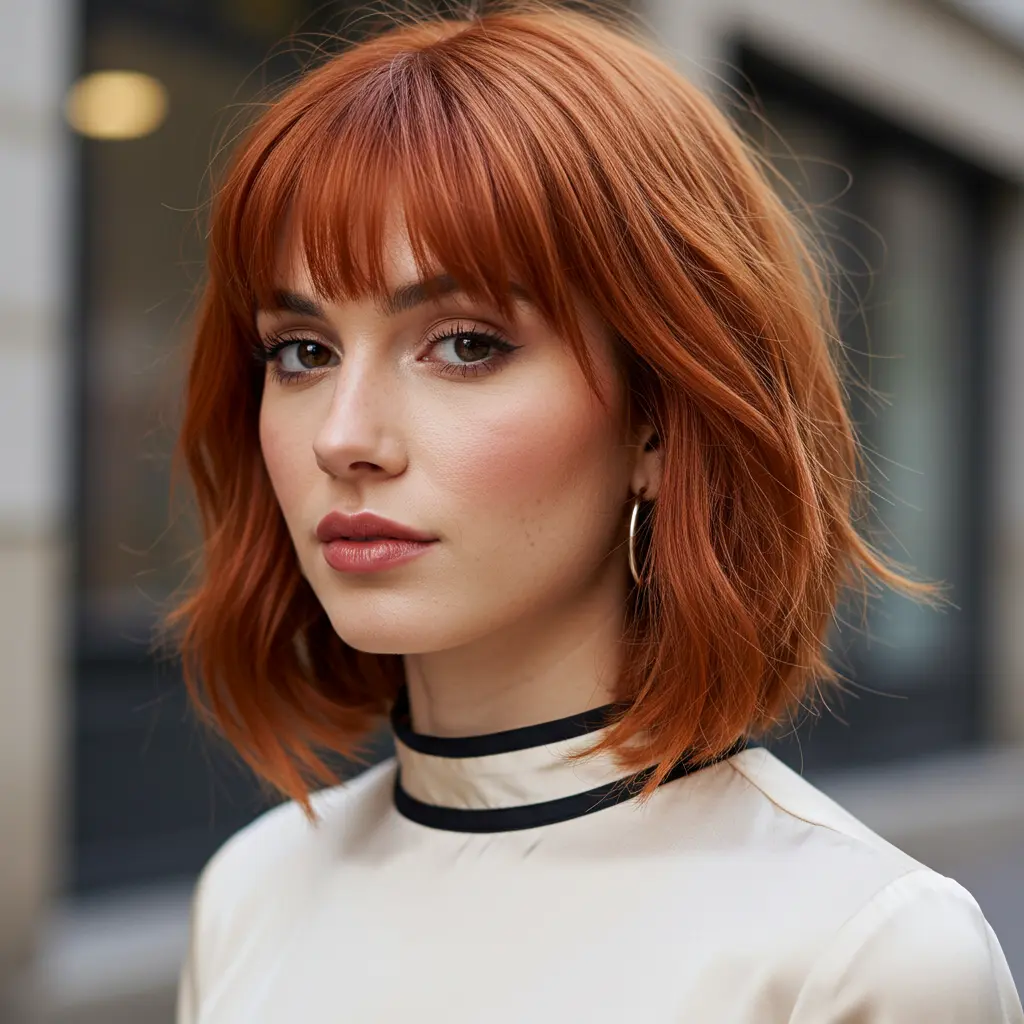 #19 Curtain Bangs With Layered Mid-Length