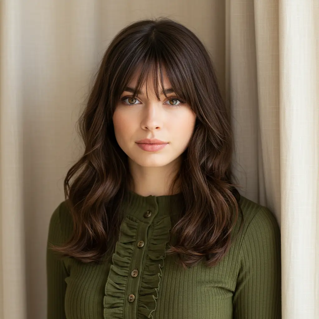#2 Soft Wispy Curtain Bangs On Long Layered Hair