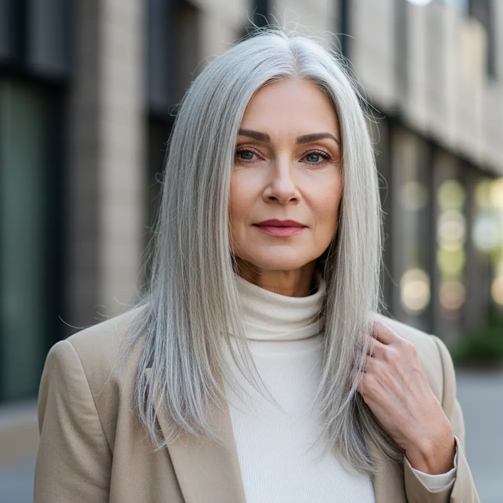 #2 Sleek Middle Part Long Hair