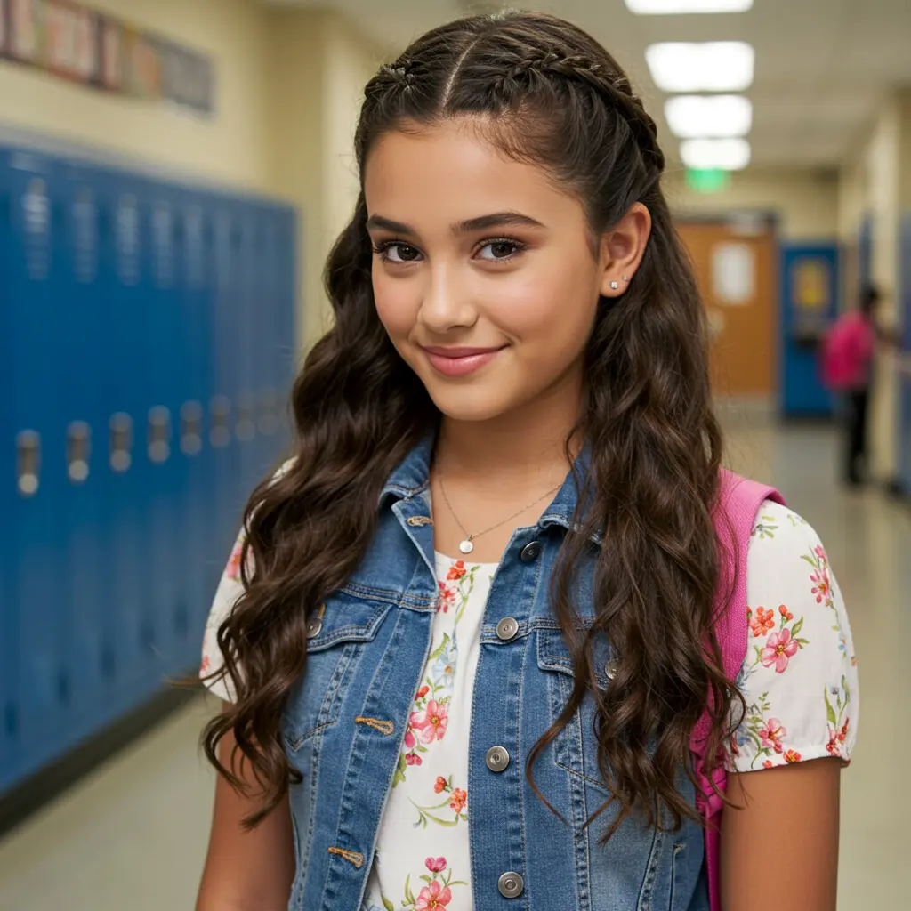 #2 Waterfall Braid on Long Wavy Hair