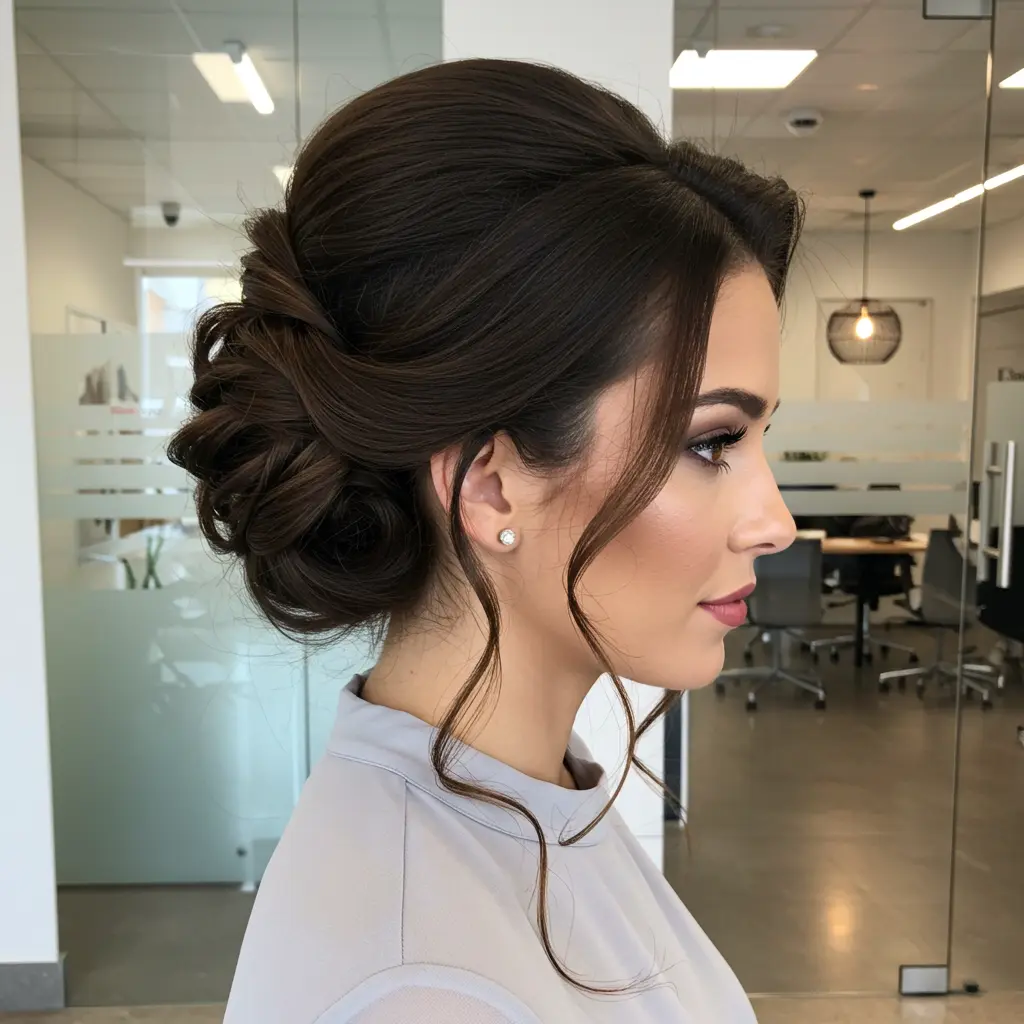 #2 Updo For Long Thick Hair With Loose Tendrils