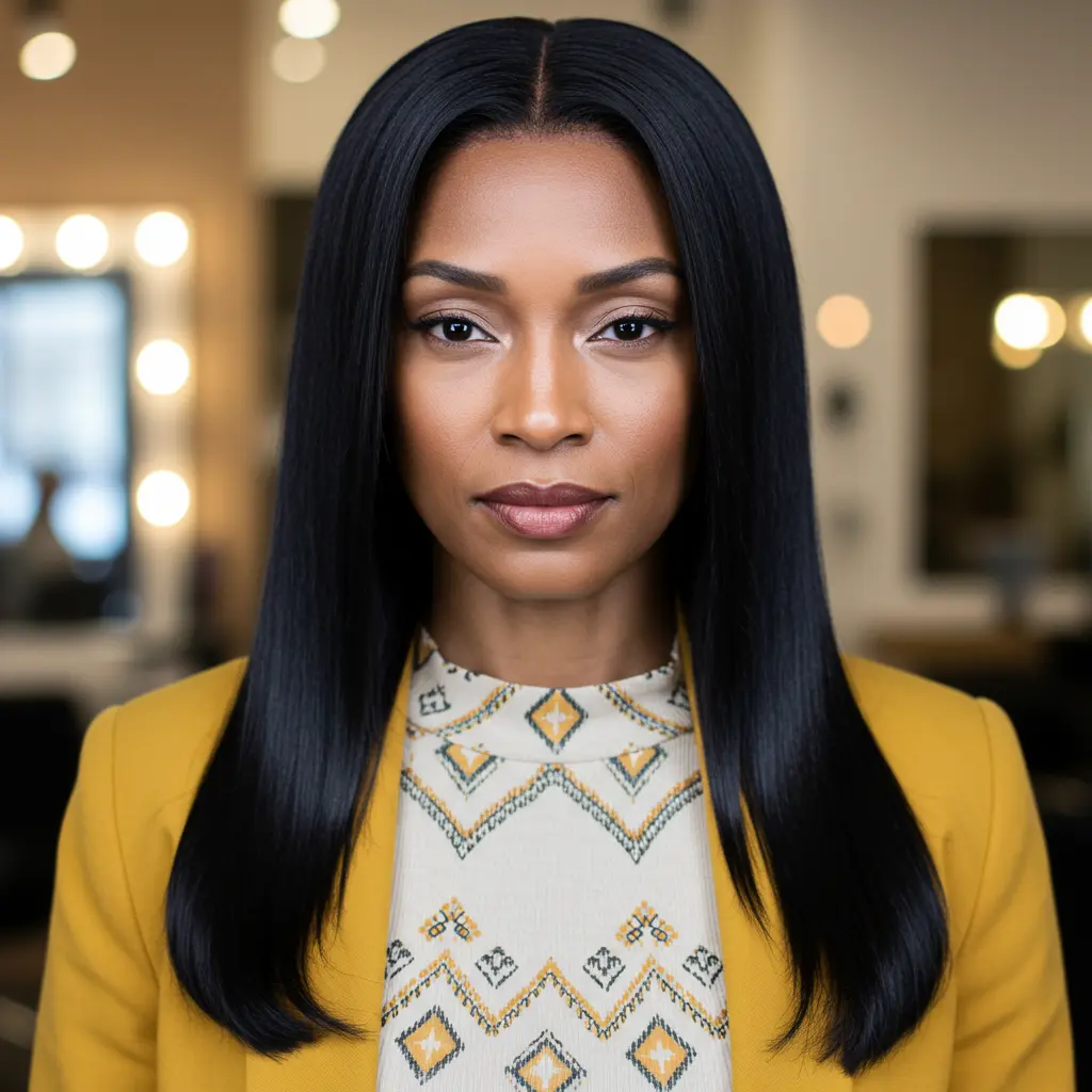 #22 Center Part Long Straight Hairstyle