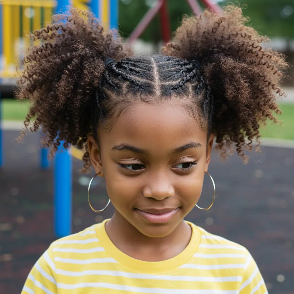#23 Puffy Pigtail Curls with Braided Part