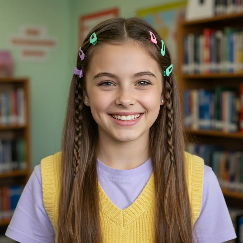 #3 Half-Up Twists with Hair Clips