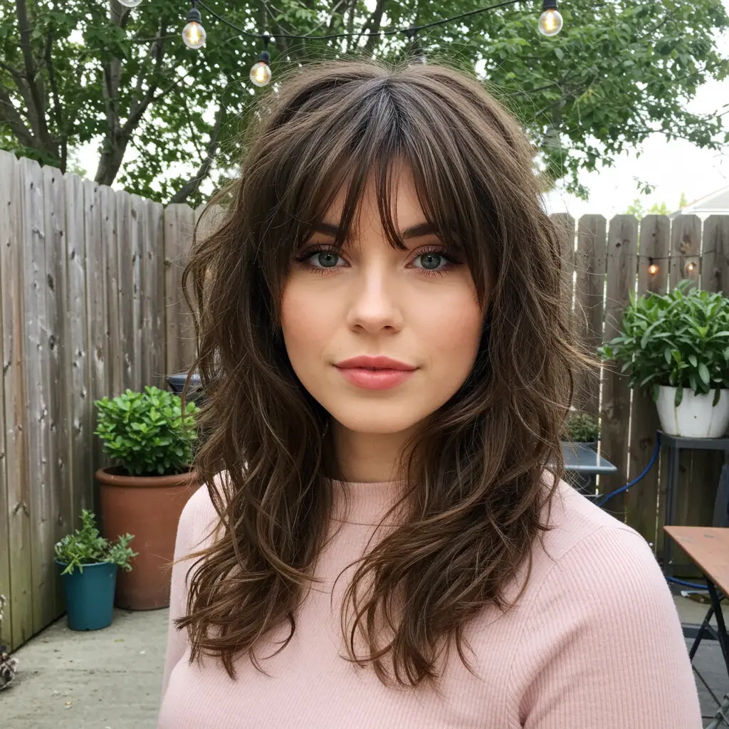 #3 Long Shag Haircut for Round Face Shape
