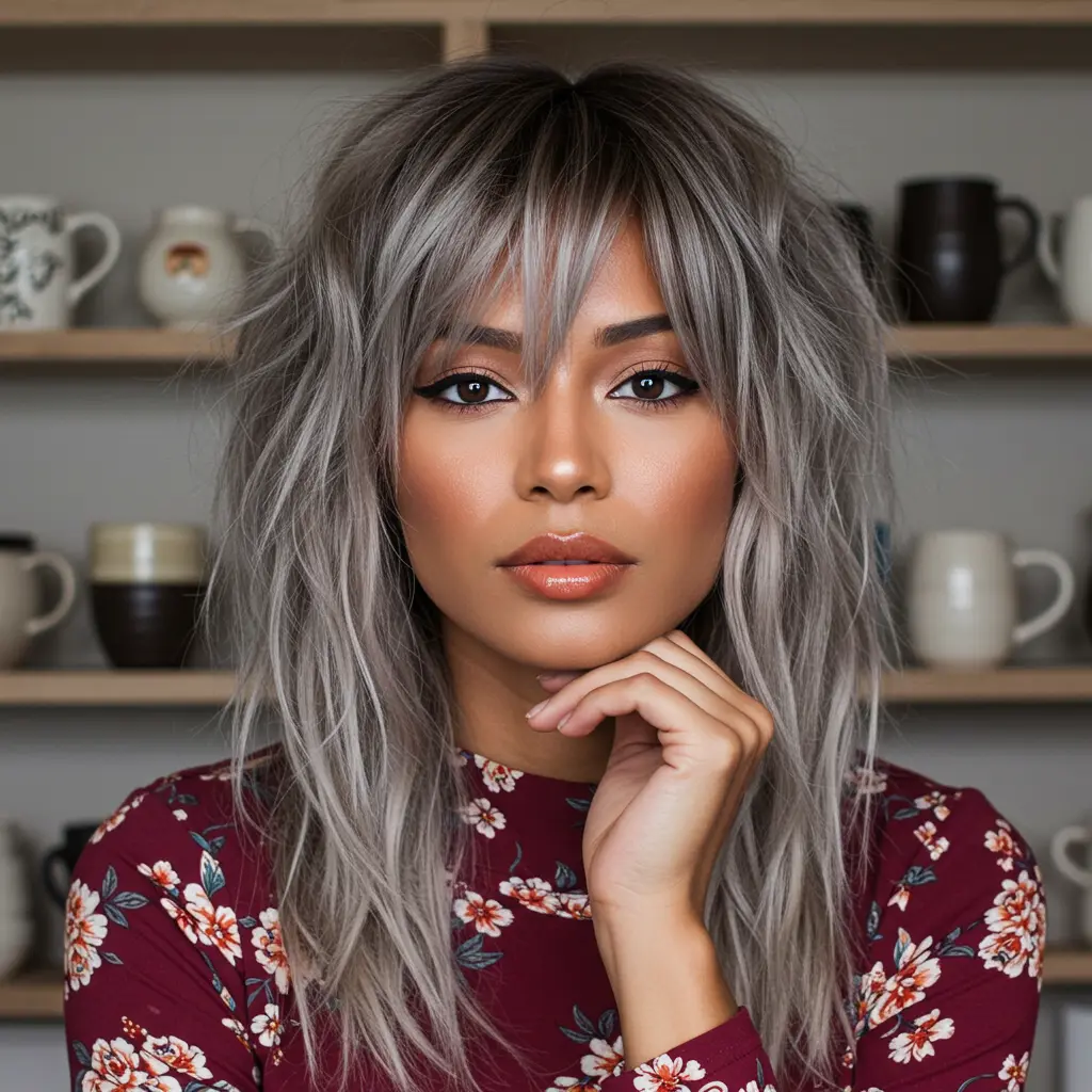 #4 Curtain Bangs with Long Choppy Layers