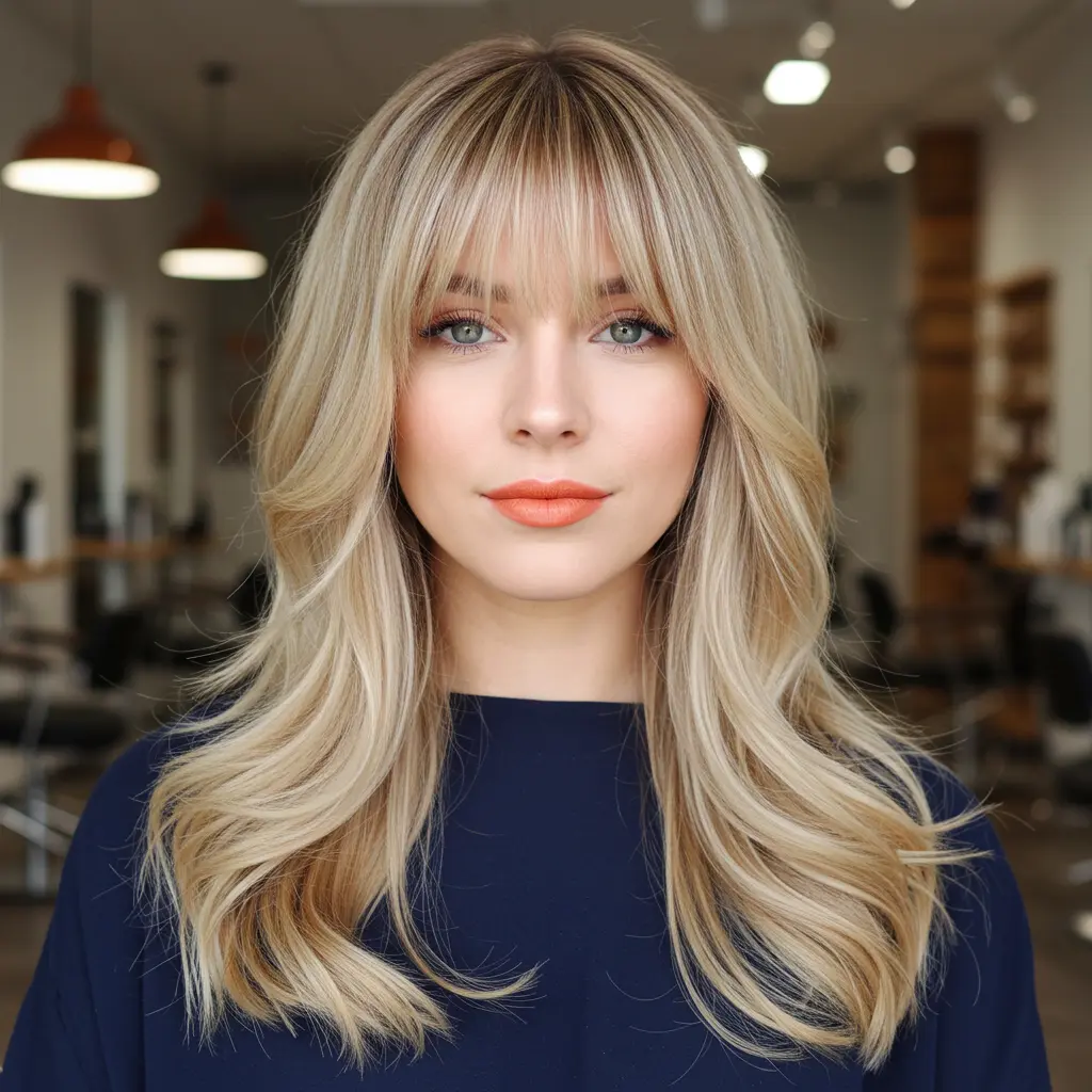 #4 Straight Layered Hair With Curtain Bangs