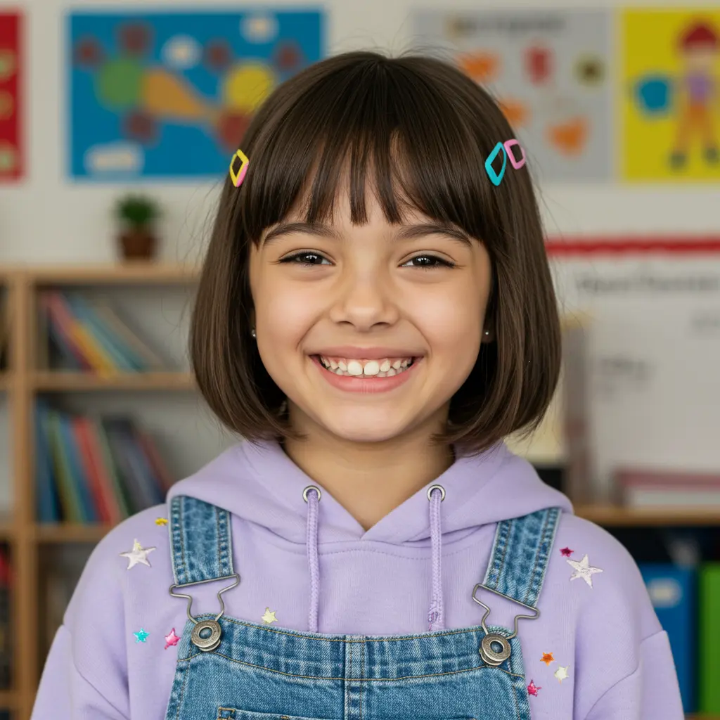 #5 Blunt Bob with Cute Hair Clips