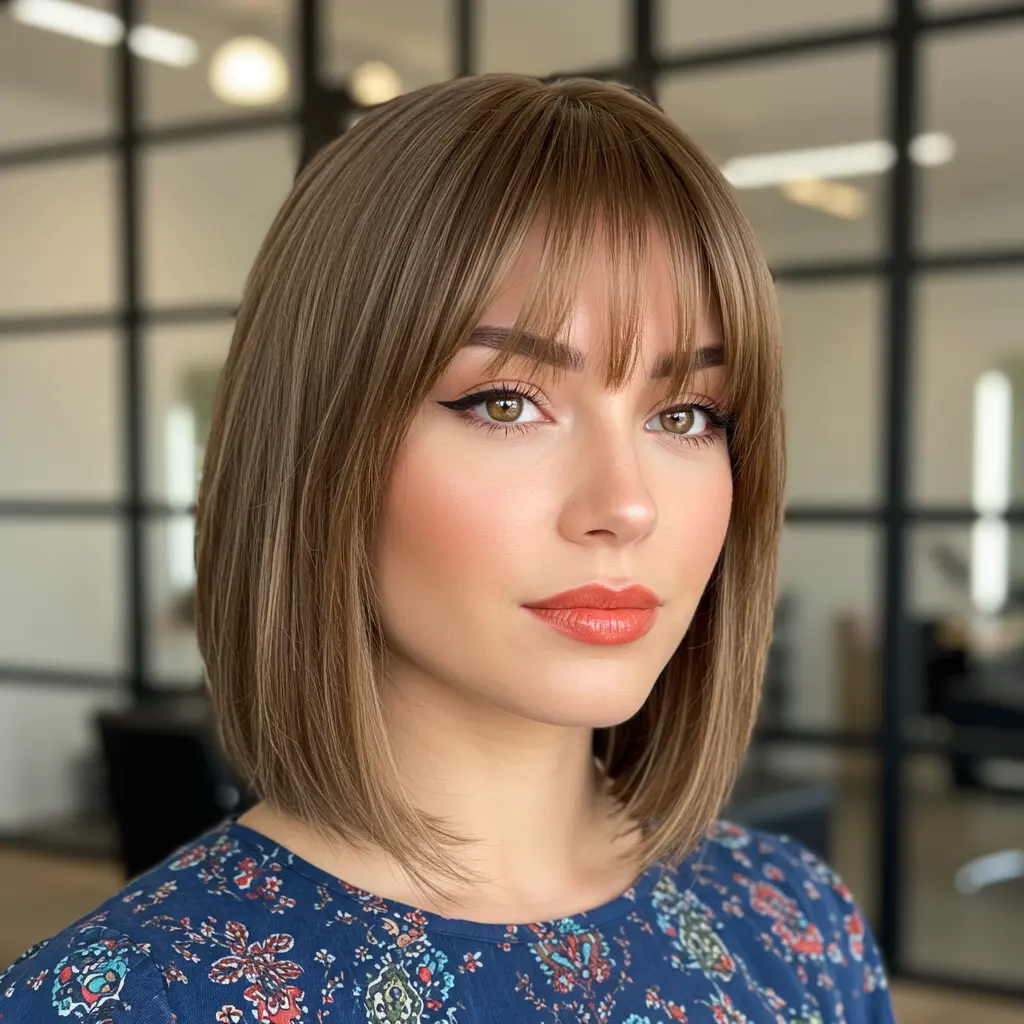 #6 Wispy Bangs for a Round Face Shape