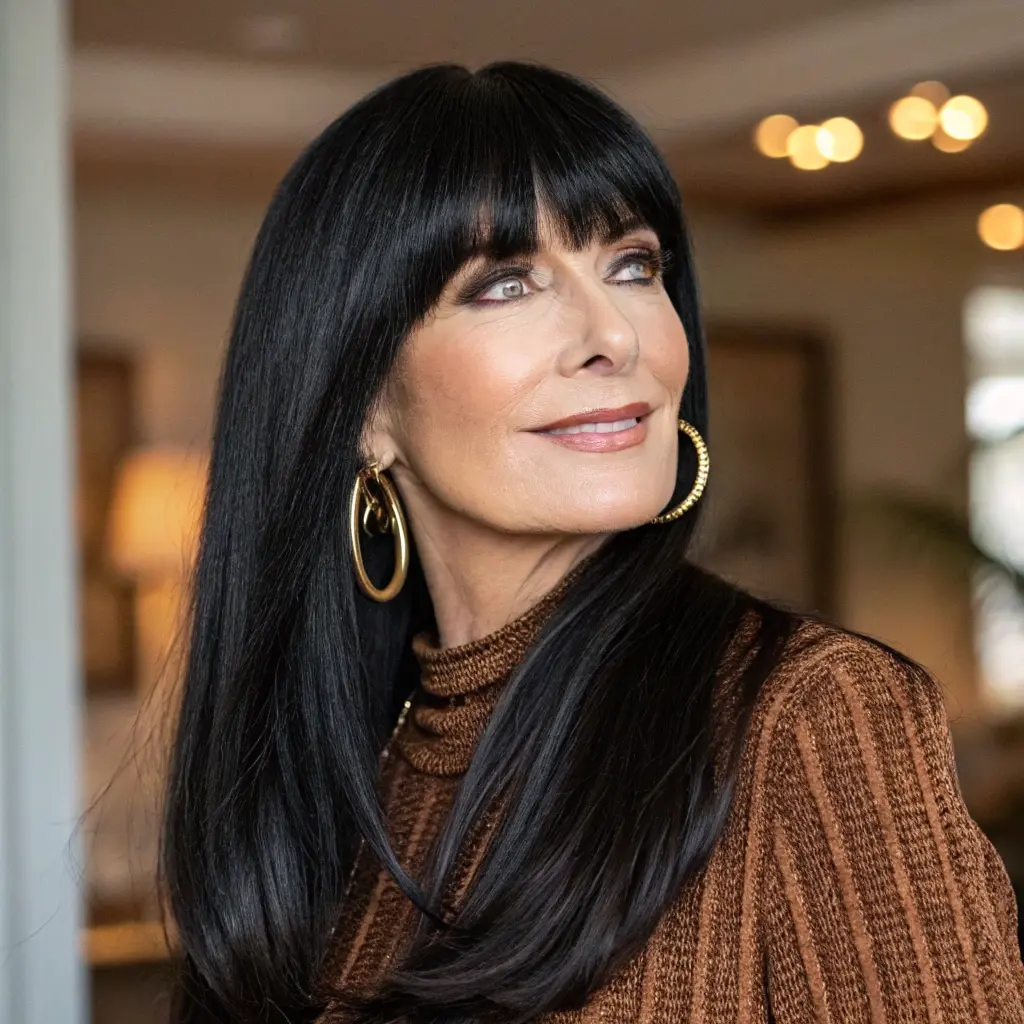 #7 Long Black Hair With Bangs