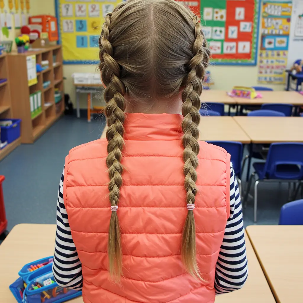 #7 Double Dutch Braids on Straight Hair