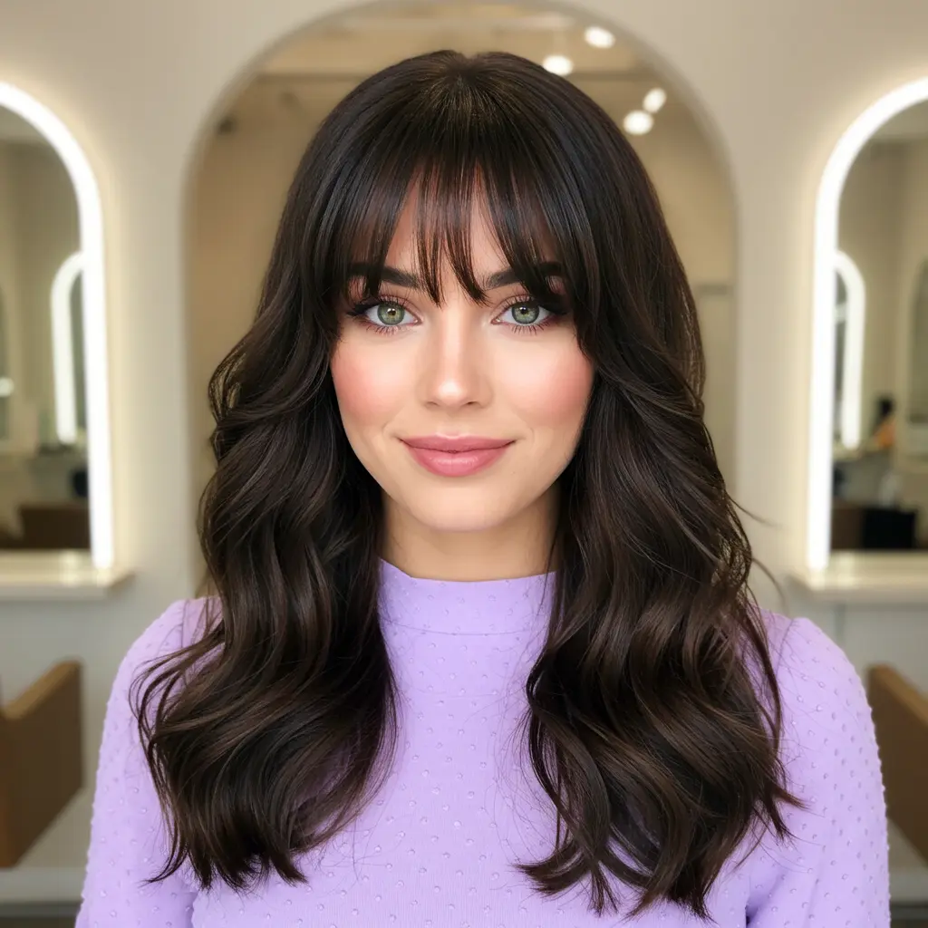 #8 Soft Wispy Curtain Bangs on Long Hair