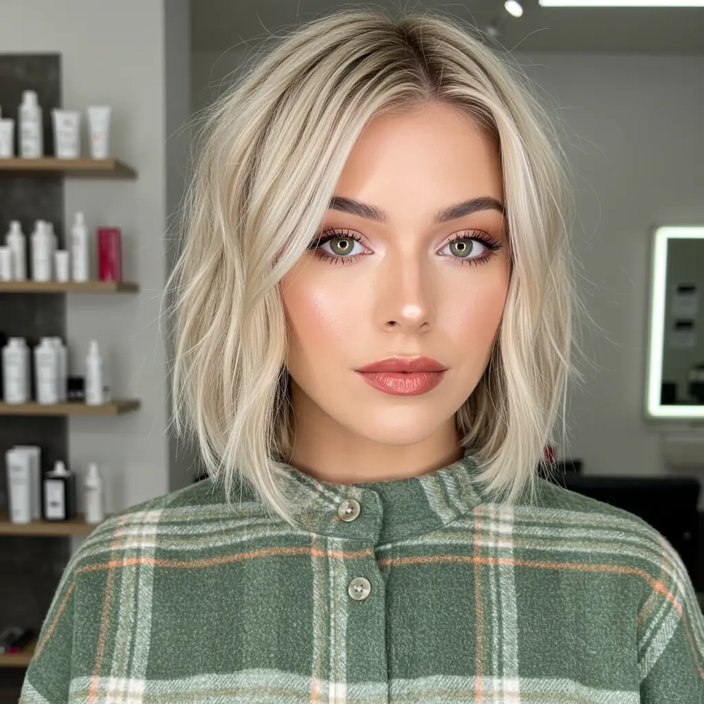 #8 Blunt Cut With Soft Face Framing Layers