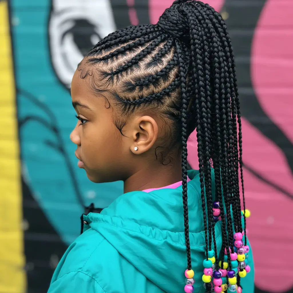 #8 Braided High Ponytail with Beads