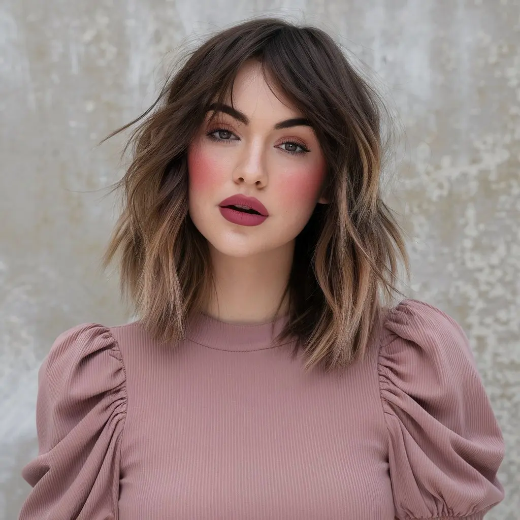 #9 Wispy Curtain Bangs Round Face Framing Softness