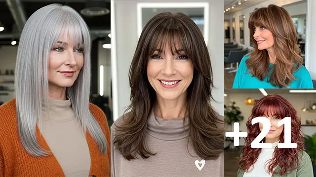 21 Chic Long Haircuts with Bangs For Women Over 50 to Try Now