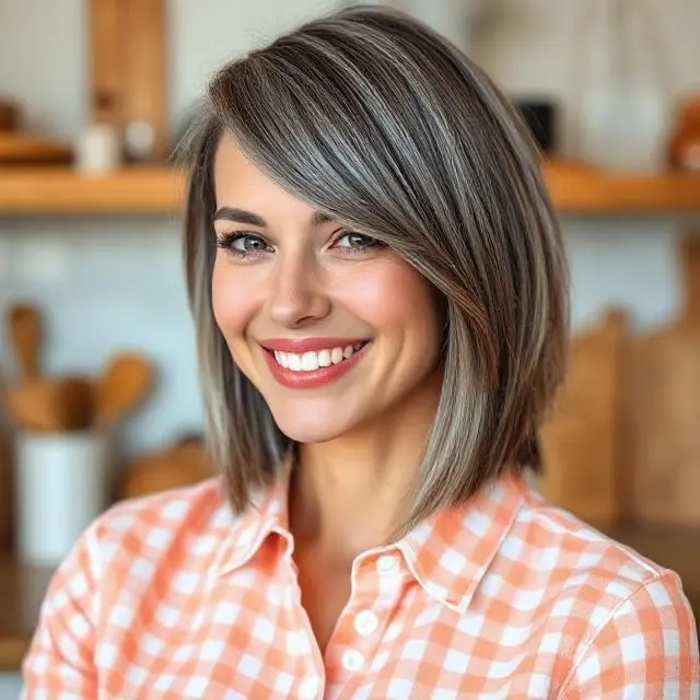 #10 Layered Long Bob with Thin Side Fringe
