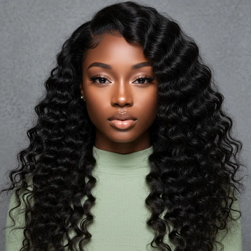 #13 Long Defined Curls with Side Baby Hairs
