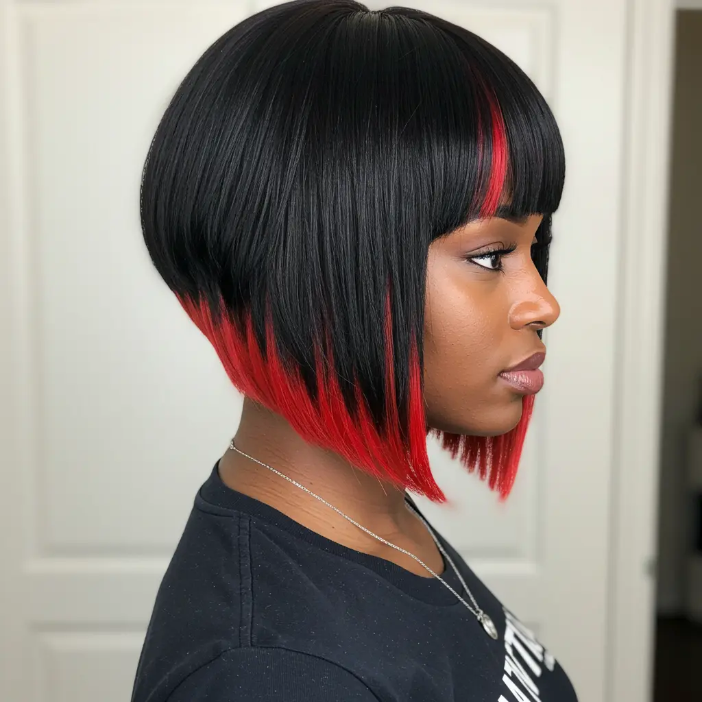 #15 Bold Red and Black Blunt Bob