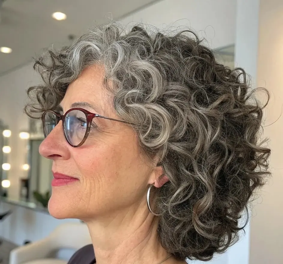 #16 Curly Medium Length Layered Haircut