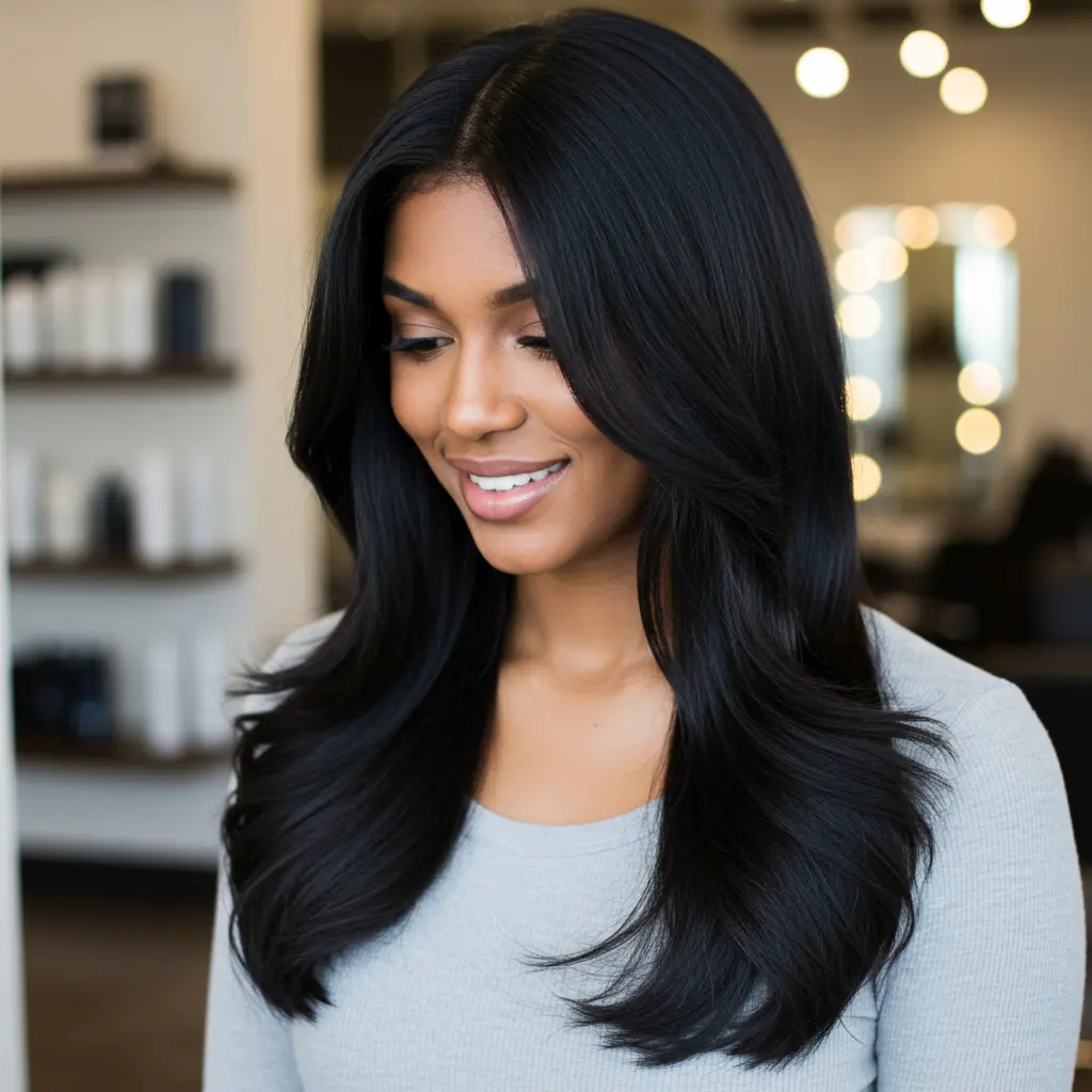 #16 Black Long Hair with Blowout